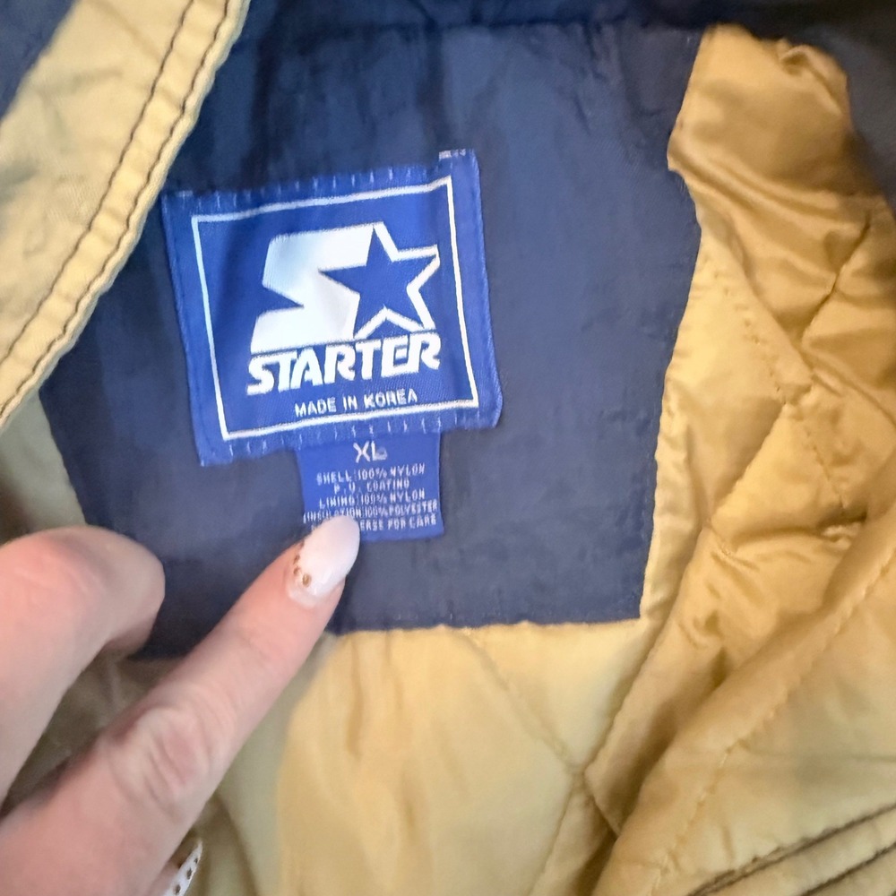 VTG 90s Starter Notre Dame Fighting Irish Puffer Jacket Navy Gold XL - Picture 5 of 10